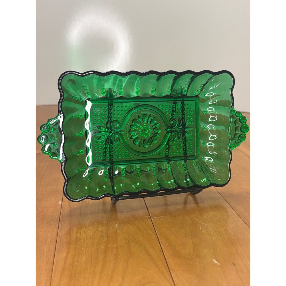 Vintage Anchor Hocking Forest Green Fairfield Tray
